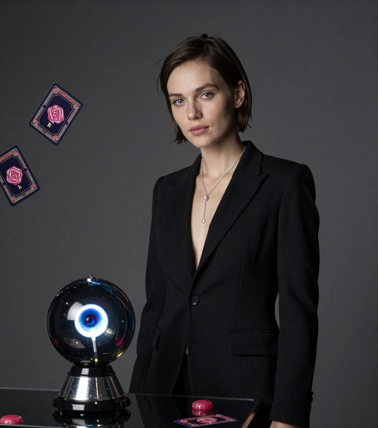Iris Casino Spiele Hero mit elegantem Modell, CandyCoins-Lolli und dunkler mobiler Game-Lobby